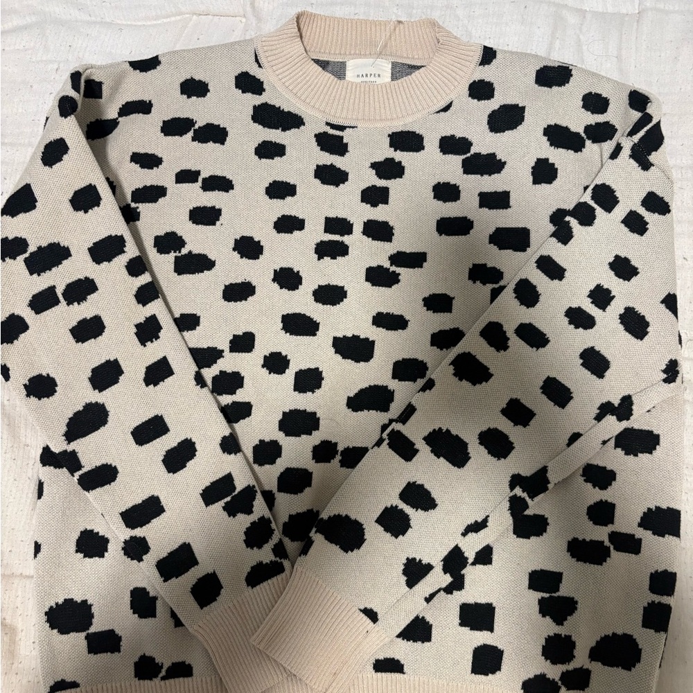 Sandro Black and Cream Patterned Sweater